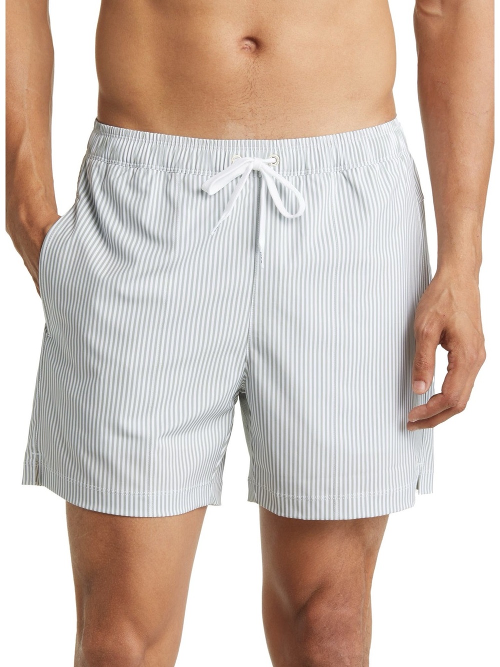 New Rhone Nautical grey/white Stripe Swim Shorts Mens XL